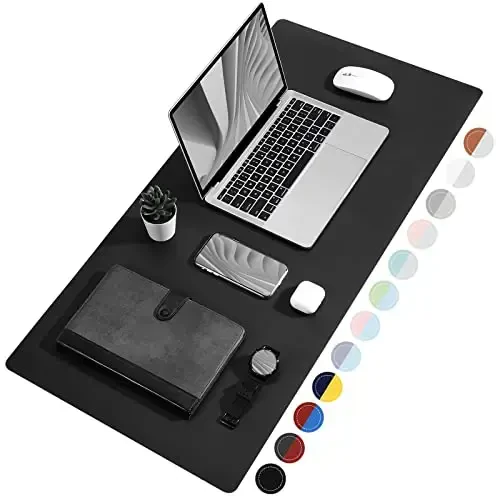 TOWWI Dual Sided Desk Pad, Large Desk Mat, Waterproof Desk Blotter Protector Mouse Pad, Leather Desk Pad Large for Keyboard and Mouse (24