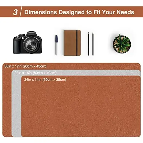 TOWWI Dual Sided Desk Pad, Large Desk Mat, Waterproof Desk Blotter Protector Mouse Pad, Leather Desk Pad Large for Keyboard and Mouse (24