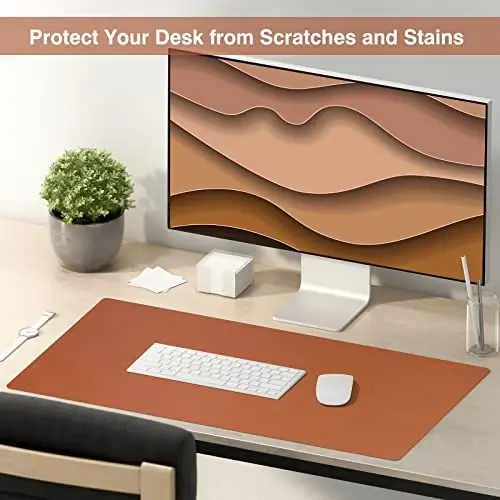 TOWWI Dual Sided Desk Pad, Large Desk Mat, Waterproof Desk Blotter Protector Mouse Pad, Leather Desk Pad Large for Keyboard and Mouse (24