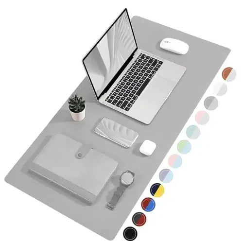 TOWWI Dual Sided Desk Pad, Large Desk Mat, Waterproof Desk Blotter Protector Mouse Pad, Leather Desk Pad Large for Keyboard and Mouse (24
