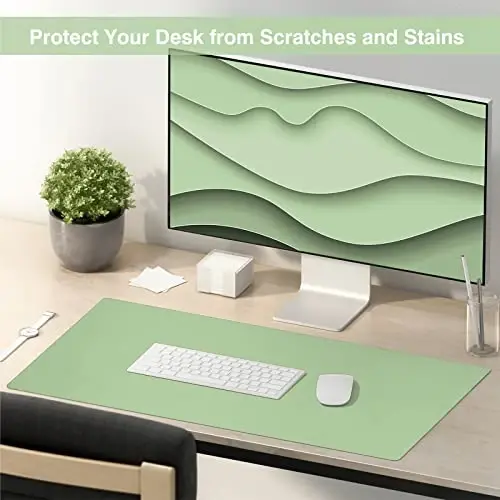 TOWWI Dual Sided Desk Pad, Large Desk Mat, Waterproof Desk Blotter Protector Mouse Pad, Leather Desk Pad Large for Keyboard and Mouse (24