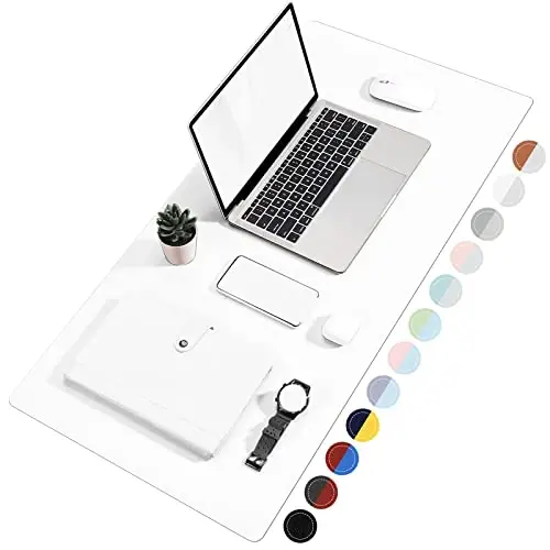 TOWWI Dual Sided Desk Pad, Large Desk Mat, Waterproof Desk Blotter Protector Mouse Pad, Leather Desk Pad Large for Keyboard and Mouse (24