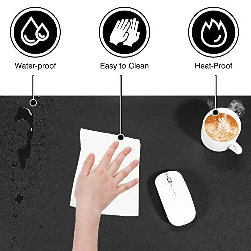 TOWWI Dual Sided Desk Pad, Large Desk Mat, Waterproof Desk Blotter Protector Mouse Pad, Leather Desk Pad Large for Keyboard and Mouse (32