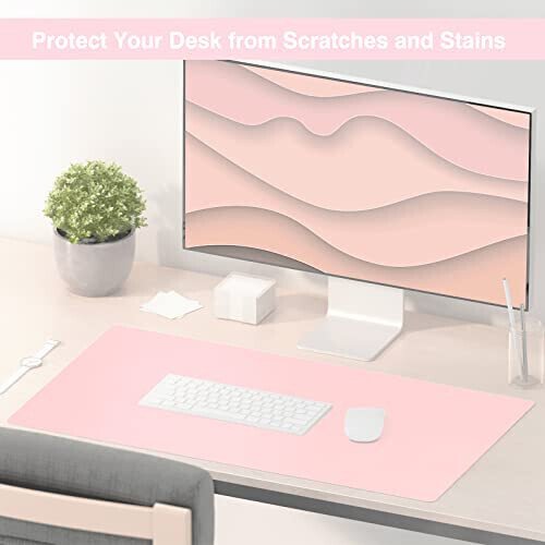 TOWWI Dual Sided Desk Pad, Large Desk Mat, Waterproof Desk Blotter Protector Mouse Pad, Leather Desk Pad Large for Keyboard and Mouse (32