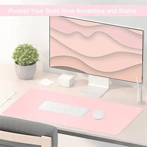 TOWWI Dual Sided Desk Pad, Large Desk Mat, Waterproof Desk Blotter Protector Mouse Pad, Leather Desk Pad Large for Keyboard and Mouse (32