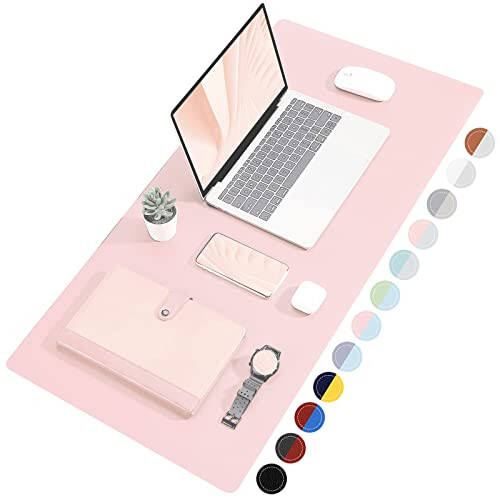 TOWWI Dual Sided Desk Pad, Large Desk Mat, Waterproof Desk Blotter Protector Mouse Pad, Leather Desk Pad Large for Keyboard and Mouse (32