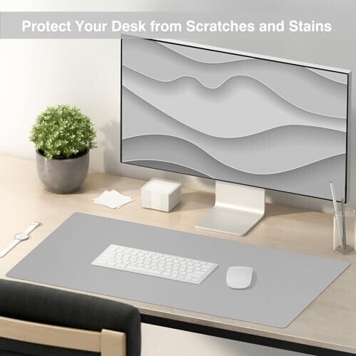 TOWWI Dual Sided Desk Pad, Large Desk Mat, Waterproof Desk Blotter Protector Mouse Pad, Leather Desk Pad Large for Keyboard and Mouse (32