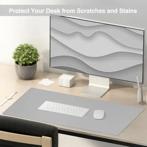 TOWWI Dual Sided Desk Pad, Large Desk Mat, Waterproof Desk Blotter Protector Mouse Pad, Leather Desk Pad Large for Keyboard and Mouse (32