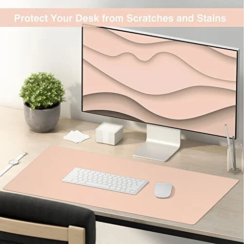TOWWI Dual Sided Desk Pad, Large Desk Mat, Waterproof Desk Blotter Protector Mouse Pad, Leather Desk Pad Large for Keyboard and Mouse (32