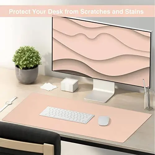 TOWWI Dual Sided Desk Pad, Large Desk Mat, Waterproof Desk Blotter Protector Mouse Pad, Leather Desk Pad Large for Keyboard and Mouse (32