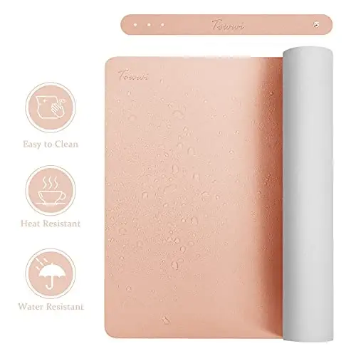 TOWWI Dual Sided Desk Pad, Large Desk Mat, Waterproof Desk Blotter Protector Mouse Pad, Leather Desk Pad Large for Keyboard and Mouse (32