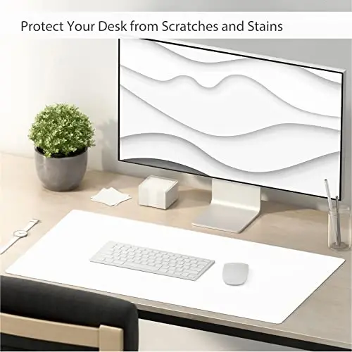 TOWWI Dual Sided Desk Pad, Large Desk Mat, Waterproof Desk Blotter Protector Mouse Pad, Leather Desk Pad Large for Keyboard and Mouse (32