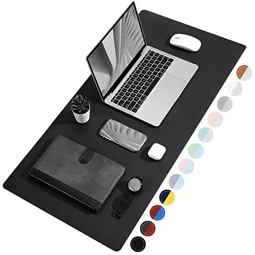 TOWWI Dual Sided Desk Pad, Large Desk Mat, Waterproof Desk Blotter Protector Mouse Pad, Leather Desk Pad Large for Keyboard and Mouse (36