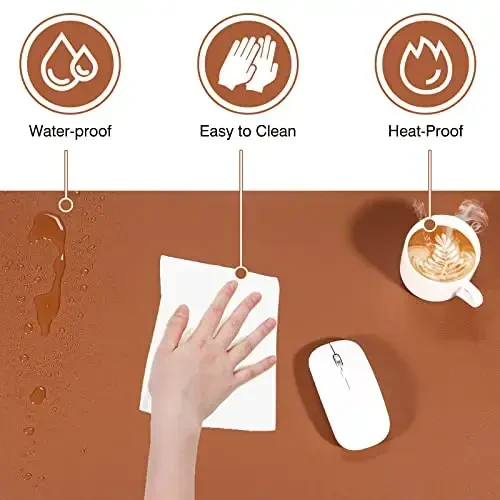 TOWWI Dual Sided Desk Pad, Large Desk Mat, Waterproof Desk Blotter Protector Mouse Pad, Leather Desk Pad Large for Keyboard and Mouse (36
