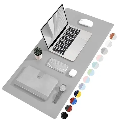 TOWWI Dual Sided Desk Pad, Large Desk Mat, Waterproof Desk Blotter Protector Mouse Pad, Leather Desk Pad Large for Keyboard and Mouse (36