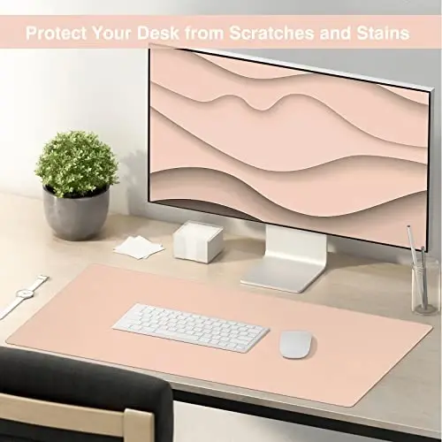 TOWWI Dual Sided Desk Pad, Large Desk Mat, Waterproof Desk Blotter Protector Mouse Pad, Leather Desk Pad Large for Keyboard and Mouse (36
