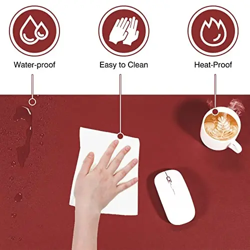 TOWWI Dual Sided Desk Pad, Large Desk Mat, Waterproof Desk Blotter Protector Mouse Pad, Leather Desk Pad Large for Keyboard and Mouse (36