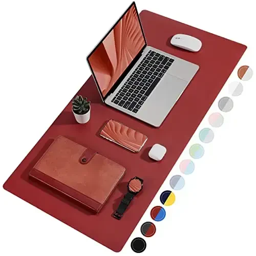 TOWWI Dual Sided Desk Pad, Large Desk Mat, Waterproof Desk Blotter Protector Mouse Pad, Leather Desk Pad Large for Keyboard and Mouse (39