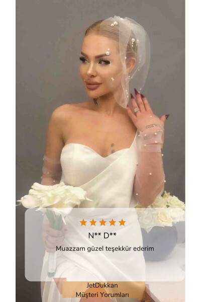 To'y Liboslari Uchun, Nikoh, Parda, Tül - To'y Shlyapasi Kep, Marvaridli Parda - JETDUKKAN (1)
