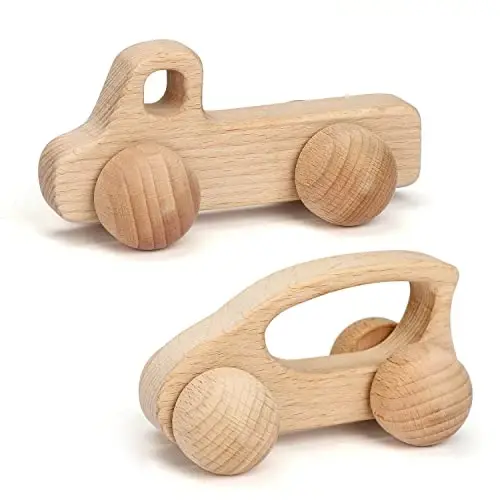 TOY Life Wooden Toys Cars, Montessori Toys for Babies 0-6-12 Months, Rattle Toy Cars for Toddlers 1-3, Christmas Wooden Baby Toys Gift 1 Year Old, Baby Boy Nursery Decor, 1 Year Old Boy Birthday Gift 