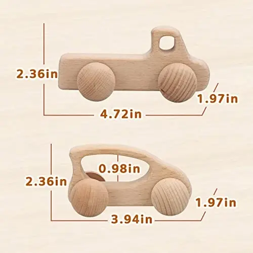 TOY Life Wooden Toys Cars, Montessori Toys for Babies 0-6-12 Months, Rattle Toy Cars for Toddlers 1-3, Christmas Wooden Baby Toys Gift 1 Year Old, Baby Boy Nursery Decor, 1 Year Old Boy Birthday Gift - 5