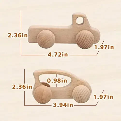 TOY Life Wooden Toys Cars, Montessori Toys for Babies 0-6-12 Months, Rattle Toy Cars for Toddlers 1-3, Christmas Wooden Baby Toys Gift 1 Year Old, Baby Boy Nursery Decor, 1 Year Old Boy Birthday Gift - 5