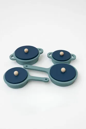 Toy Pot Pan Kettle Kitchen Set (GREEN) - 3