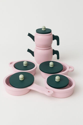Toy Pot Pan Kettle Kitchen Set (PINK) - 4