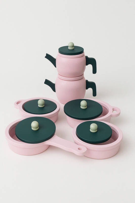 Toy Pot Pan Kettle Kitchen Set (PINK) - 4