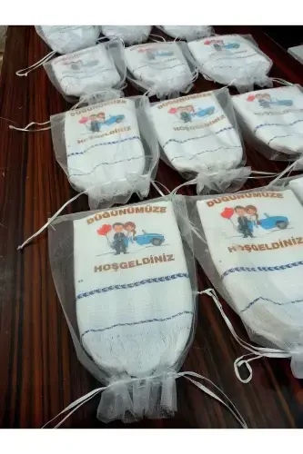 To'y sochiği, Tül qopli to'y sochiği, Mashina sochiği, Karvon sochiği 12 dona Moviy mashinalik-pushti oq - YÖRÜK TUHAFIYE (1)