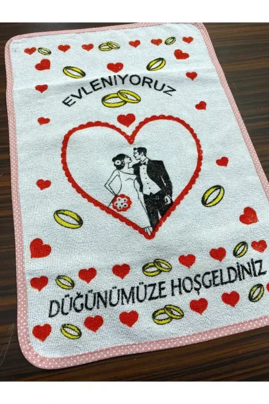 To'y sochiqlari Qizil jiyakli oq sochiq 12 dona (40x60 sm) Sifatli baxmal sochiq-qizil4 - 2