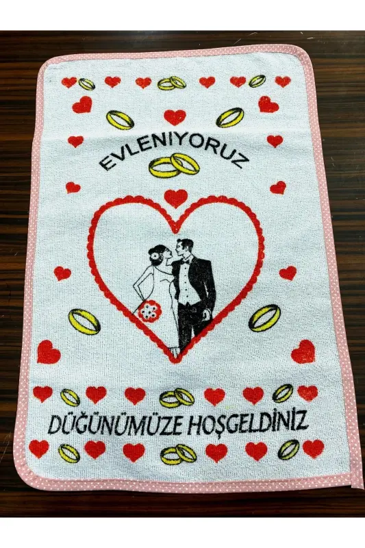To'y sochiqlari Qizil jiyakli oq sochiq 12 dona (40x60 sm) Sifatli baxmal sochiq-qizil4 - YÖRÜK TUHAFIYE