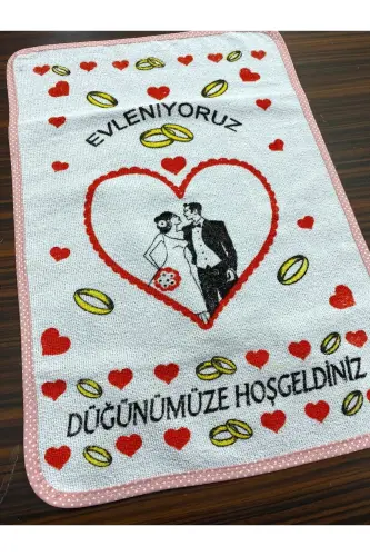 To'y sochiqlari Qizil jiyakli oq sochiq 12 dona (40x60 sm) Sifatli baxmal sochiq-qizil4 - YÖRÜK TUHAFIYE (1)