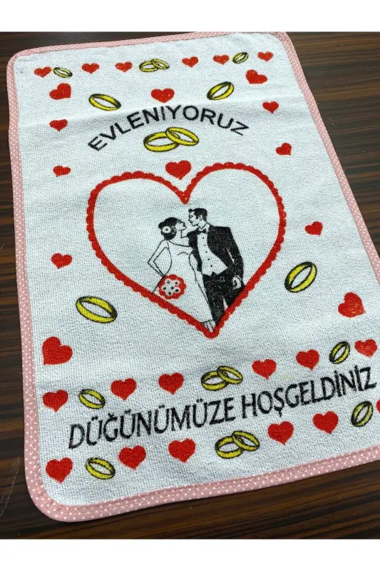 To'y sochiqlari Qizil jiyakli oq sochiq 12 dona (40x60 sm) Sifatli baxmal sochiq-qizil4 - 2