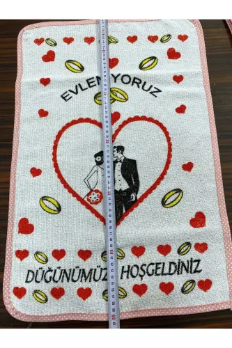 To'y sochiqlari Qizil jiyakli oq sochiq 12 dona (40x60 sm) Sifatli baxmal sochiq-qizil4 - 3