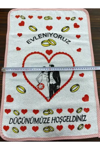 To'y sochiqlari Qizil jiyakli oq sochiq 12 dona (40x60 sm) Sifatli baxmal sochiq-qizil4 - 4