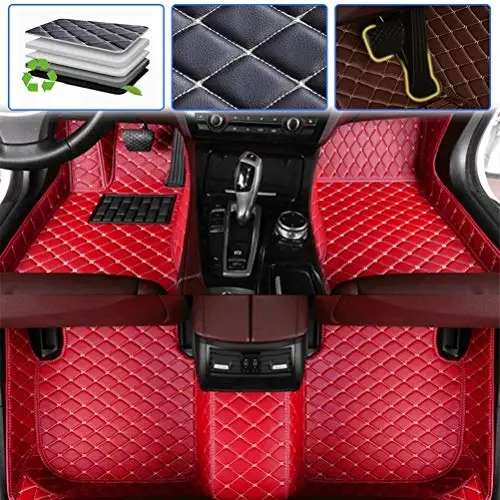 Toyota Alphard 2011-2014, 2015-2017 için SureKit Özel Araba Paspasları, Su Geçirmez Kaymaz Lüks Deri Tam Kaplama Ön ve Arka Paspas/Set (kırmızı) - SUREKIT