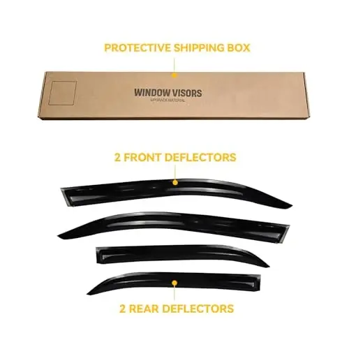 CMVT Auto Window Visors for Toyota Camry 2012-2014, Rain Guards Shields Vent Deflector Shade Dark Smoke 2013 2014 12 13 14, Tape-On, 4PCS - 6