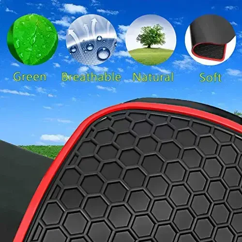 HD-Mart Car Rubber Floor Mat for Toyota Camry 7th 2012-2013-2014-2015-2016-2017 Custom Fit Black Red Rubber Car Floor Liners Set All Weather Protection Heavy Duty Odorless - 6