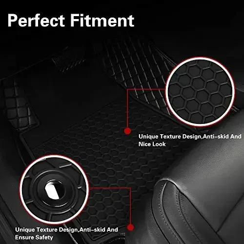 Car Floor Mats Custom Fit for Toyota Camry 8th 2018 2019 2020 2021 2022 2023 2024 Full Black Rubber Car Floor Liners Set All Weather Season Protection Heavy Duty Odorless - 6