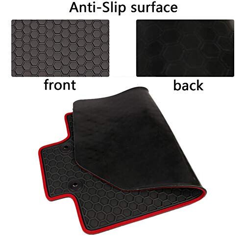 Car Floor Mats Custom Fit for Toyota Camry 8th 2018 2019 2020 2021 2022 2023 2024 Rubber Black Red Car Floor Liners Set All Weather Season Protection Heavy Duty Odorless - 3