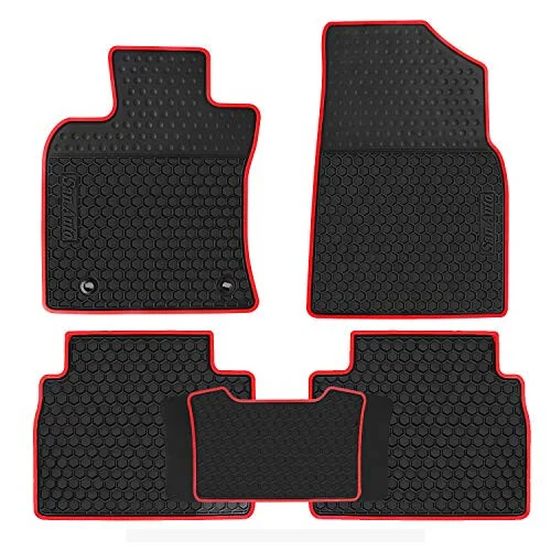 Car Floor Mats Custom Fit for Toyota Camry 8th 2018 2019 2020 2021 2022 2023 2024 Rubber Black Red Car Floor Liners Set All Weather Season Protection Heavy Duty Odorless - SAN AUTO