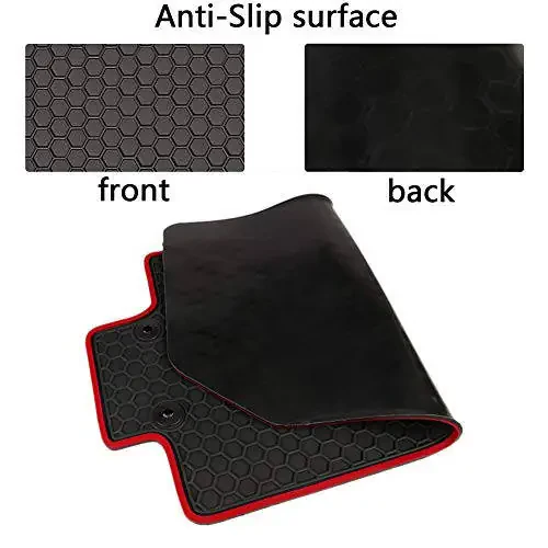 Car Floor Mats Custom Fit for Toyota Camry 8th 2018 2019 2020 2021 2022 2023 2024 Rubber Black Red Car Floor Liners Set All Weather Season Protection Heavy Duty Odorless - 3