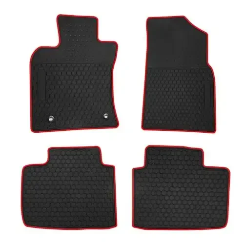 Car Floor Mats Custom Fit for Toyota Camry 9th 2025 Black Red Rubber Car Floor Liners Set All Weather Season Protection Heavy Duty Odorless - SAN AUTO