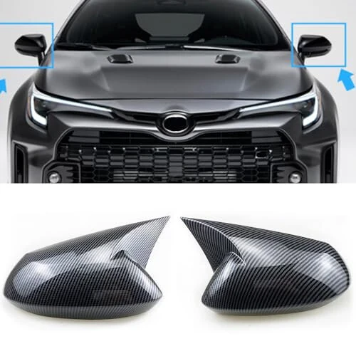 Car Ox Horn Side Rearview Mirror Cover Wing Mirror Protect Decorate Covers Auto Exterior Decoration Accessories for Toyota Corolla 2020 2021 2022 2023 2024 (Carbon Fiber Color) - TKREENO (1)