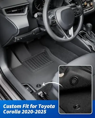 Car Floor Mats for Toyota Corolla: 2020-2025 2026 Trunk Liner, All-Weather Rubber Accessories Custom Fit Carpet for Corolla 2026 2025 2024 2023-2020 Gas Hybrid Models, Front Rear Row Cargo Black Mats - 2
