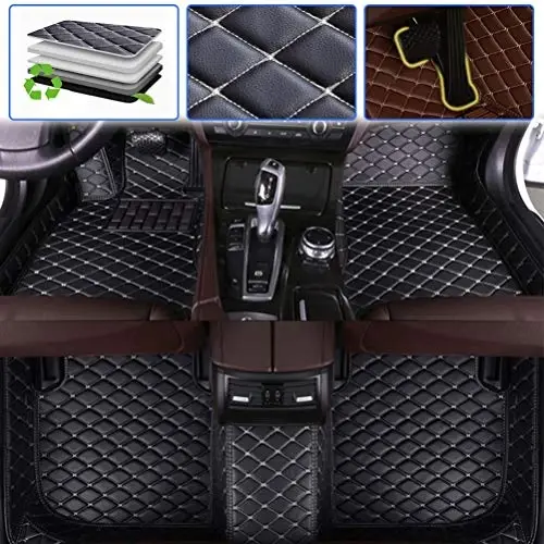 Toyota Corolla E120 E130 E140 E150 E160 2007-2017 2018 için SureKit Özel Araba Paspasları Su Geçirmez Kaymaz Lüks Deri Tam Kaplama Ön ve Arka Paspas/Set (Siyah Bej) - SUREKIT