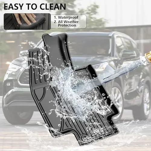 Floor Mats & Cargo Liner for Toyota Highlander 7 Seats 2020-2024 2025 TPE All Weather Floor Liner 2024 Highlander 1st 2nd 3th Row & Cargo Mat Back Seat Cover Protector Full Sets (5 PCS) 