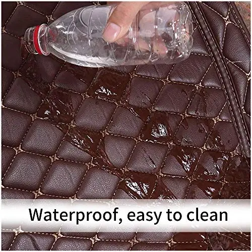 Toyota Hilux 2004-2010, 2014-2017 için SureKit Özel Araba Paspasları, Zemin Kaplama Su Geçirmez Kaymaz Lüks Deri Tam Kaplama Ön ve Arka Paspas/Set (Şarap kırmızısı) - 5
