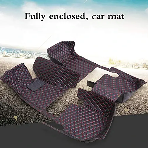 SureKit Custom Car Floor Mats for Toyota Previa Ⅲ 7seat 2006-2016 Floor Liner Waterproof Anti-Skid Luxury Leather Full Coverage Liner Front ＆ Rear Mat/Set (Black Beige) - 2
